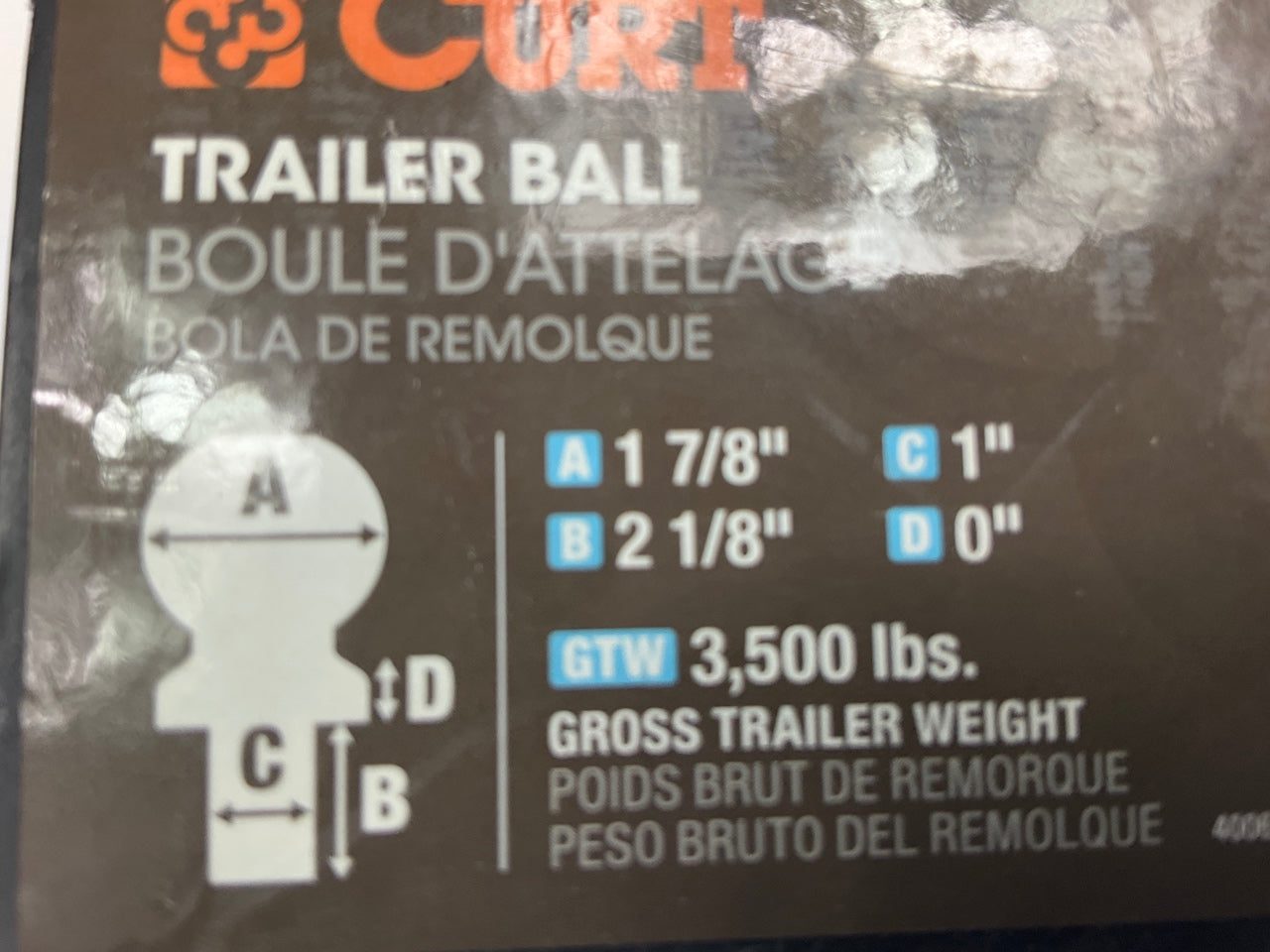 Curt 40062 1-7/8'' Trailer Ball (1'' X 2-1/8'' Shank, 3,500 Lbs., Chrome)