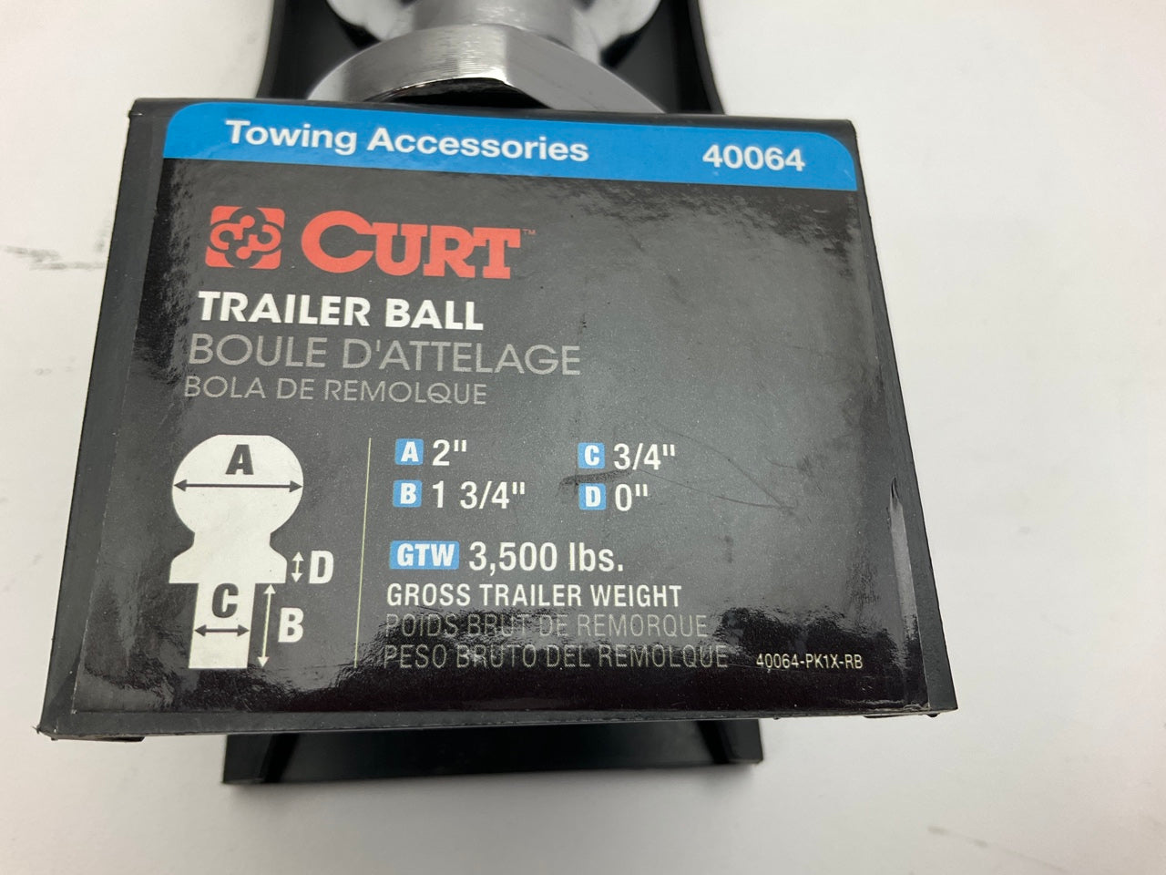 Curt 40064 2'' Trailer Ball (3/4'' X 1-3/4'' Shank, 3,500 Lbs., Chrome)