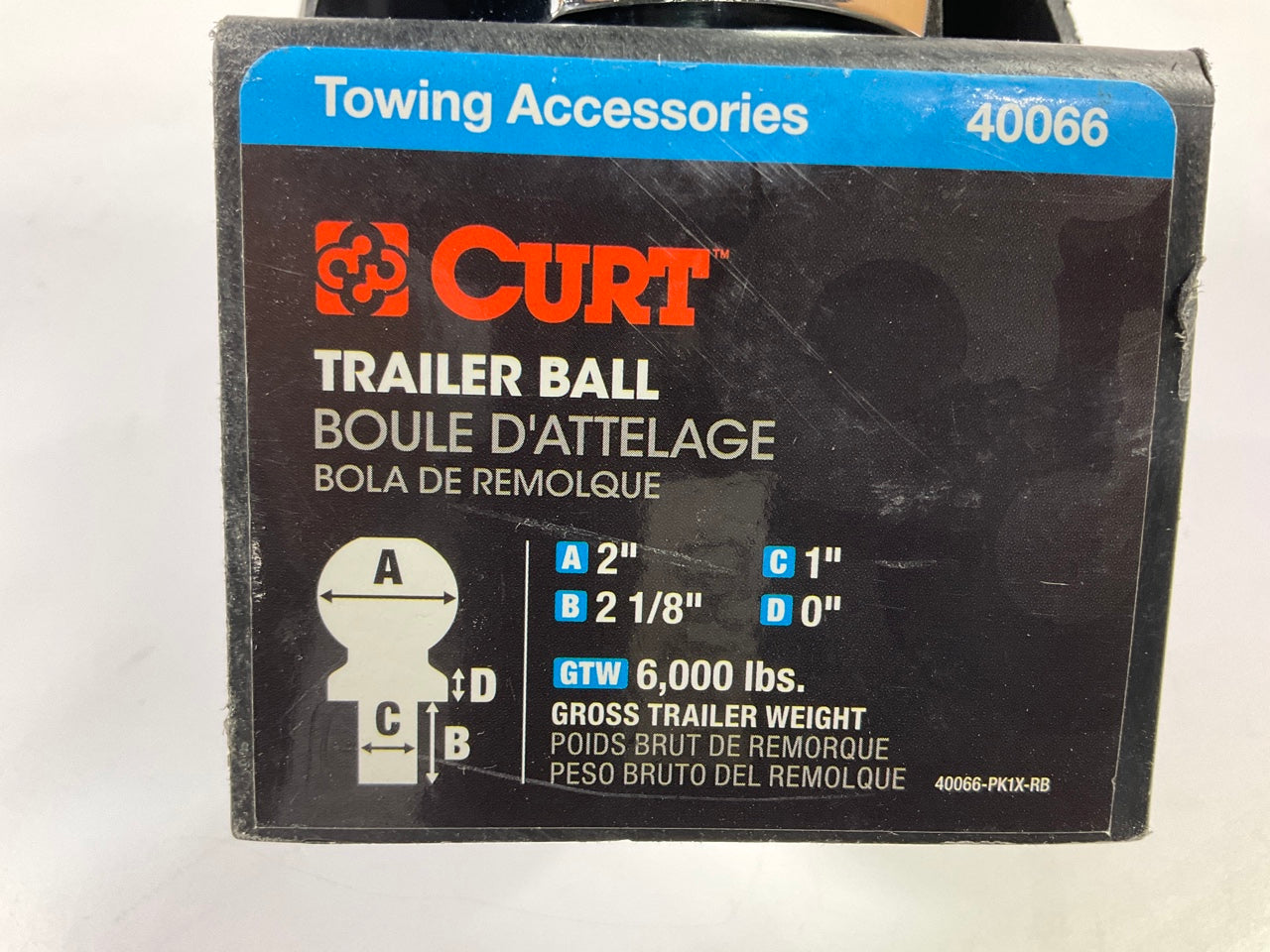 Curt 40066 2'' Trailer Ball - 1'' X 2-1/8'' Shank, 6,000 Lbs., Chrome