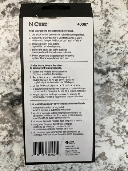 CURT 40067 Trailer Hitch Tow Ball For 2-5/16'' Hitch Couplers, 7,500 Lbs, 2-5/16''