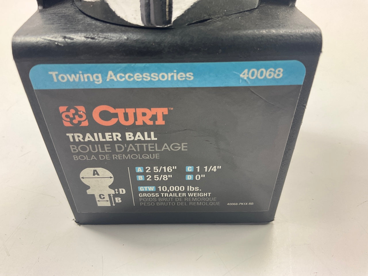 Curt 40068 2-5/16'' Trailer Ball, 1-1/4'' X 2-5/8'' Shank, 10,000 Lbs., Chrome