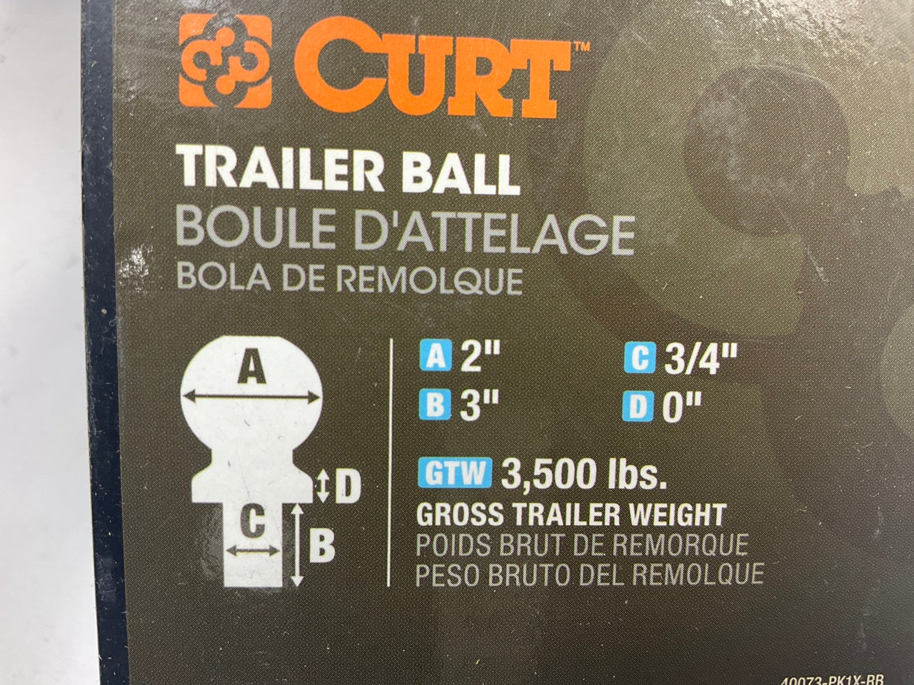 CURT 40073 2'' Trailer Hitch Tow Ball (3/4'' X 3'' Shank, 3,500 Lbs., Chrome)
