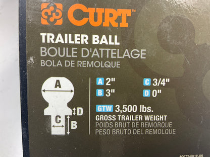 CURT 40073 2'' Trailer Hitch Tow Ball (3/4'' X 3'' Shank, 3,500 Lbs., Chrome)