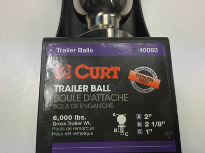 Curt 40083 2'' Trailer Ball, 1'' X 2-1/8'' Shank, 6,000 Lbs., Stainless