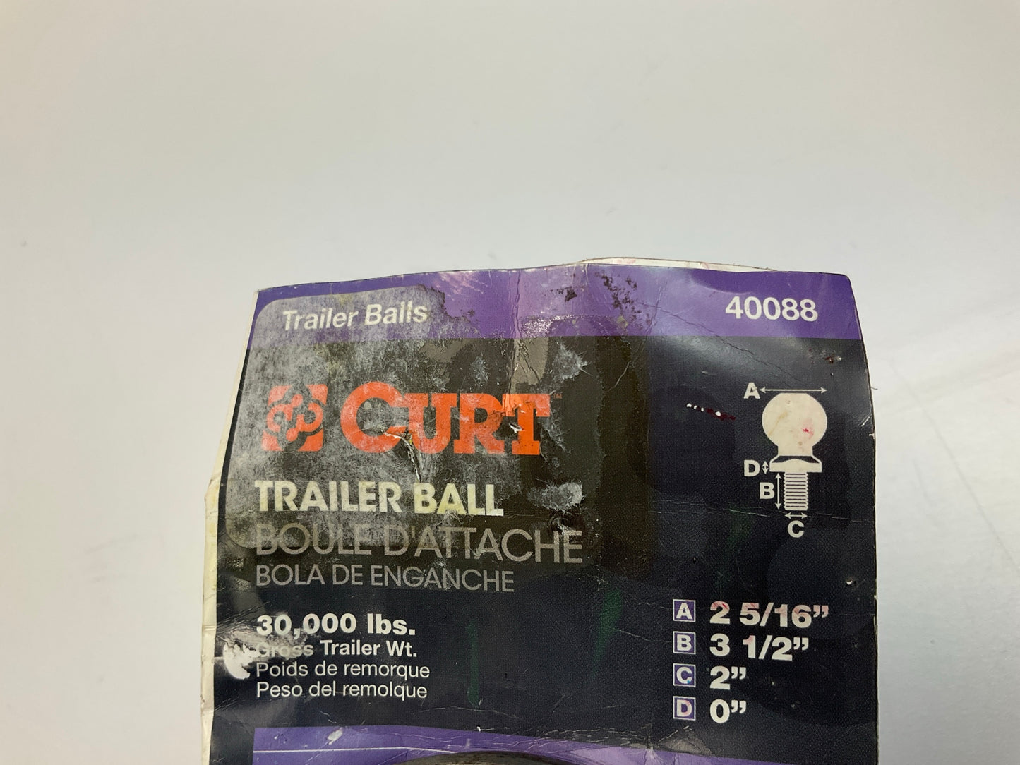 Curt 40088 Trailer Hitch Tow Ball 2-5/16'', 2'' X 3-1/2'' Shank, 30,000 Lbs.