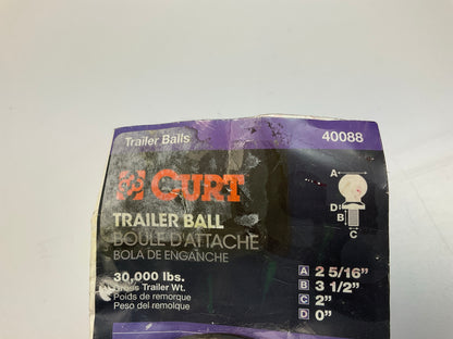 Curt 40088 Trailer Hitch Tow Ball 2-5/16'', 2'' X 3-1/2'' Shank, 30,000 Lbs.