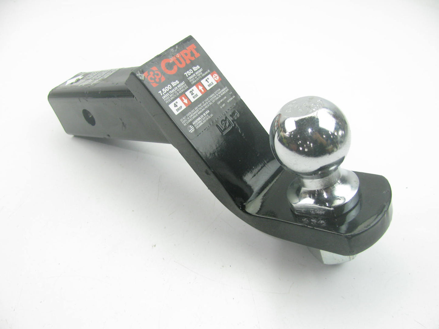 CURT 45056 2'' Loaded Ball Mount Trailer Hitch, 4'' Drop, 750 Lbs (NO Hitch Pin)