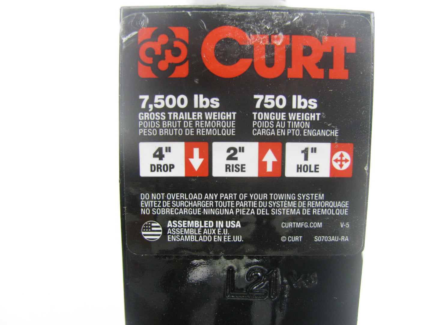 CURT 45056 2'' Loaded Ball Mount Trailer Hitch, 4'' Drop, 750 Lbs (NO Hitch Pin)