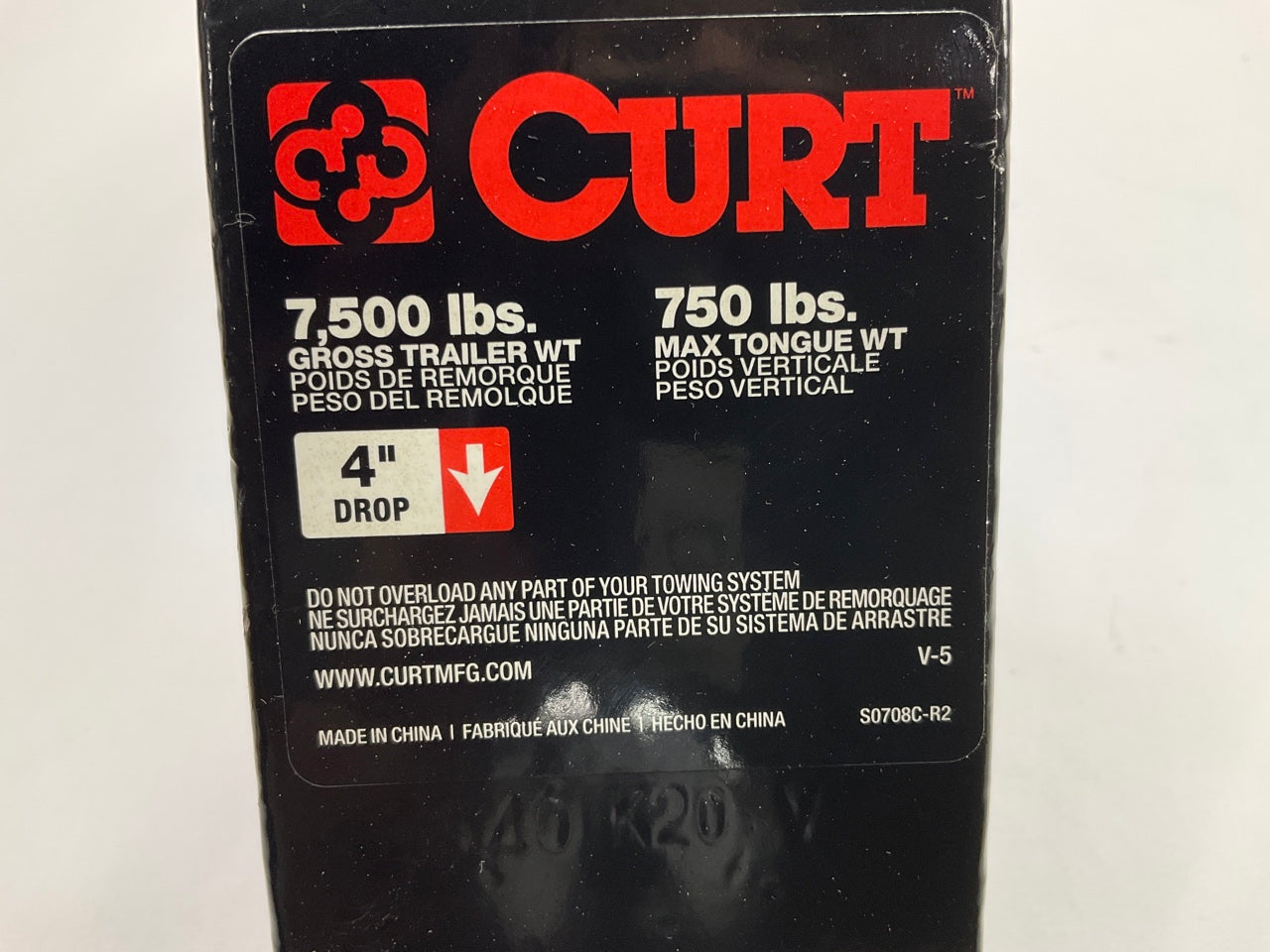 Curt 45142 Trailer Hitch Ball Mount With 2'' Ball (7,500 Lbs, 4'' Drop)
