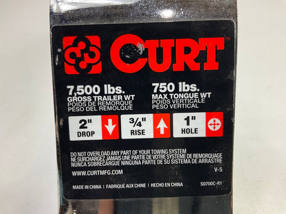 CURT 45290 Chrome Class 3 Trailer Hitch Ball Mount, 3/4'' Rise Or 2'' Drop 1'' Hole