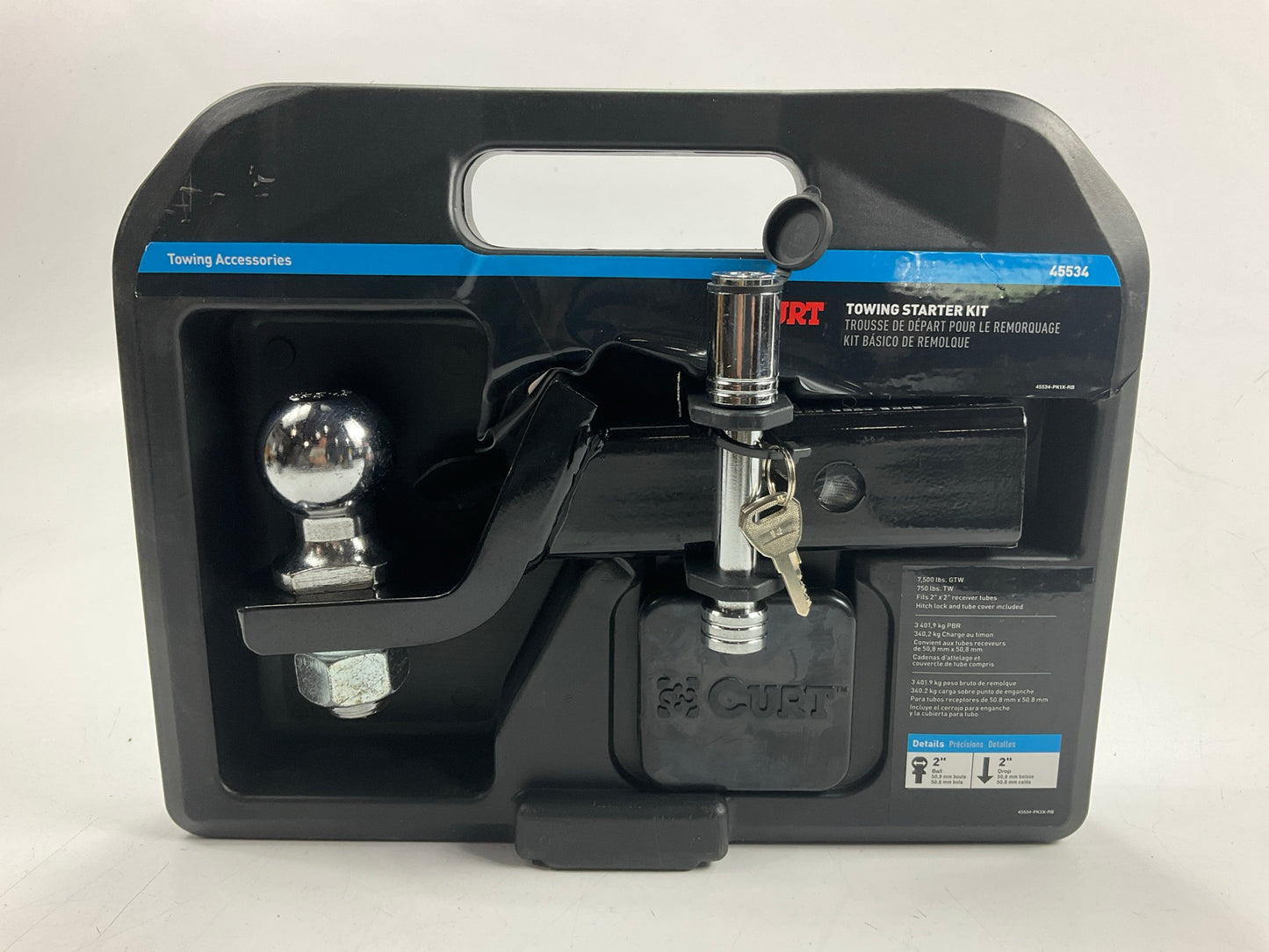 Curt 45534 Towing Hitch Mount Starter Kit 2'' Ball (2'' Shank, 7,500 Lbs, 2'' Drop)