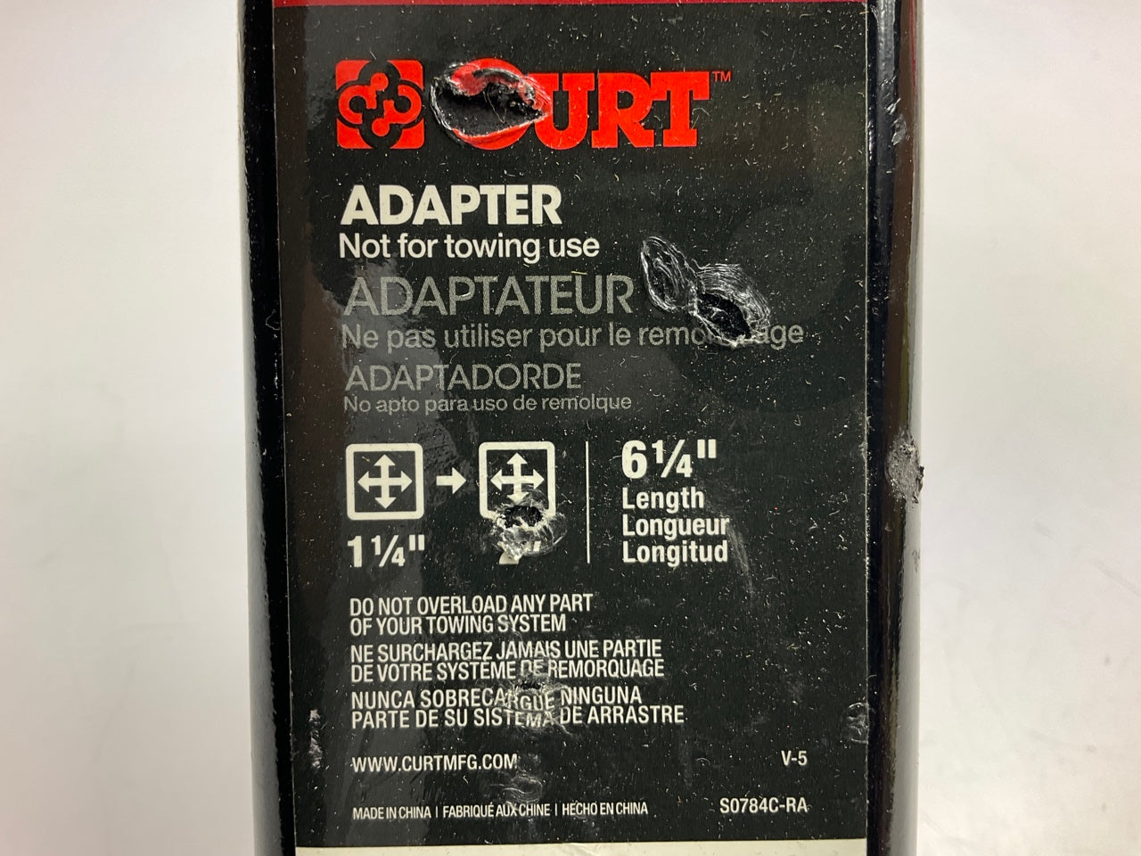 CURT 45785 Trailer Hitch Receiver Adapter, 1-1/4 To 2-Inch, 6-1/4-In Extension