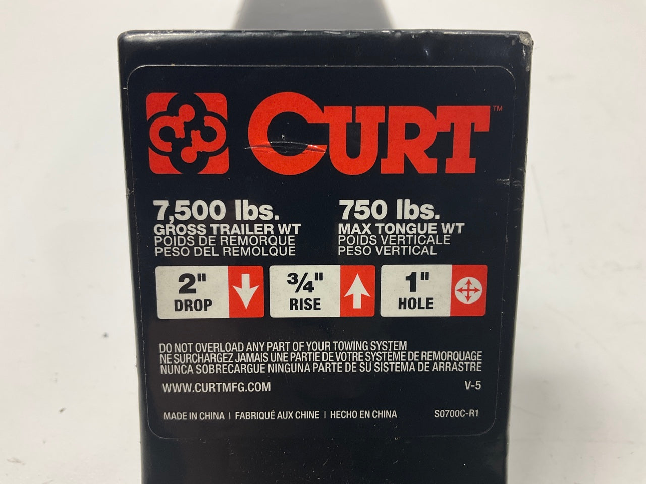Curt 45840 Class 3 Hitch Ball Mount 7.5K Lbs, 2'' Drop, 3/4 Rise, For 2'' Receiver