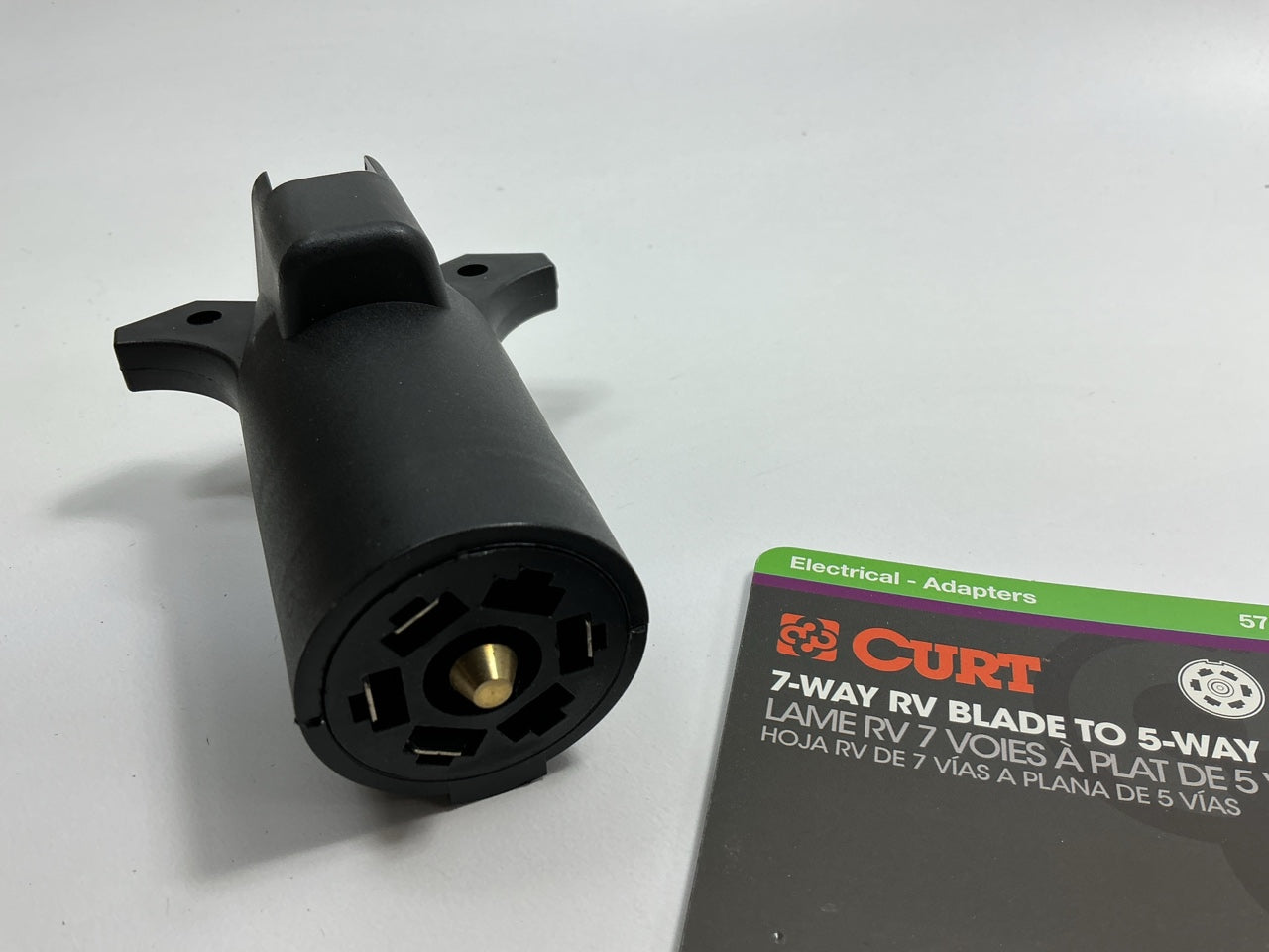CURT 57251 Trailer Connector Plug Adapter (7-Way RV Blade Vehicle To 5-Way Flat)