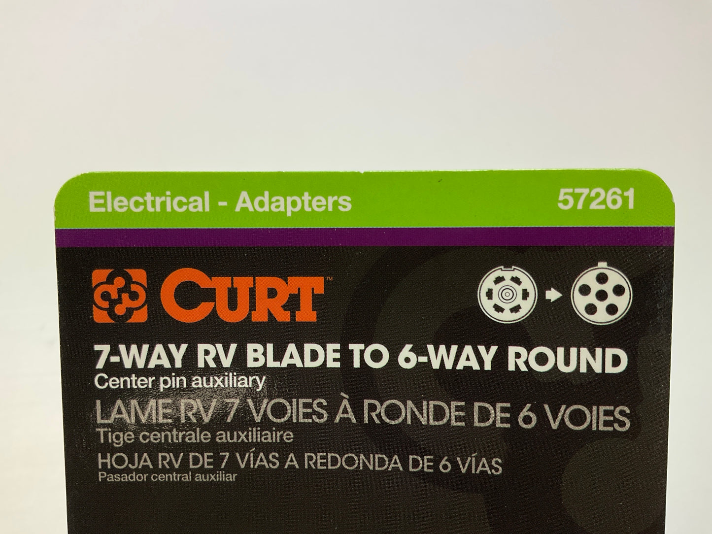 CURT 57261 7-Way RV Blade Vehicle-Side To 6-Way Round Trailer Connector Adapter