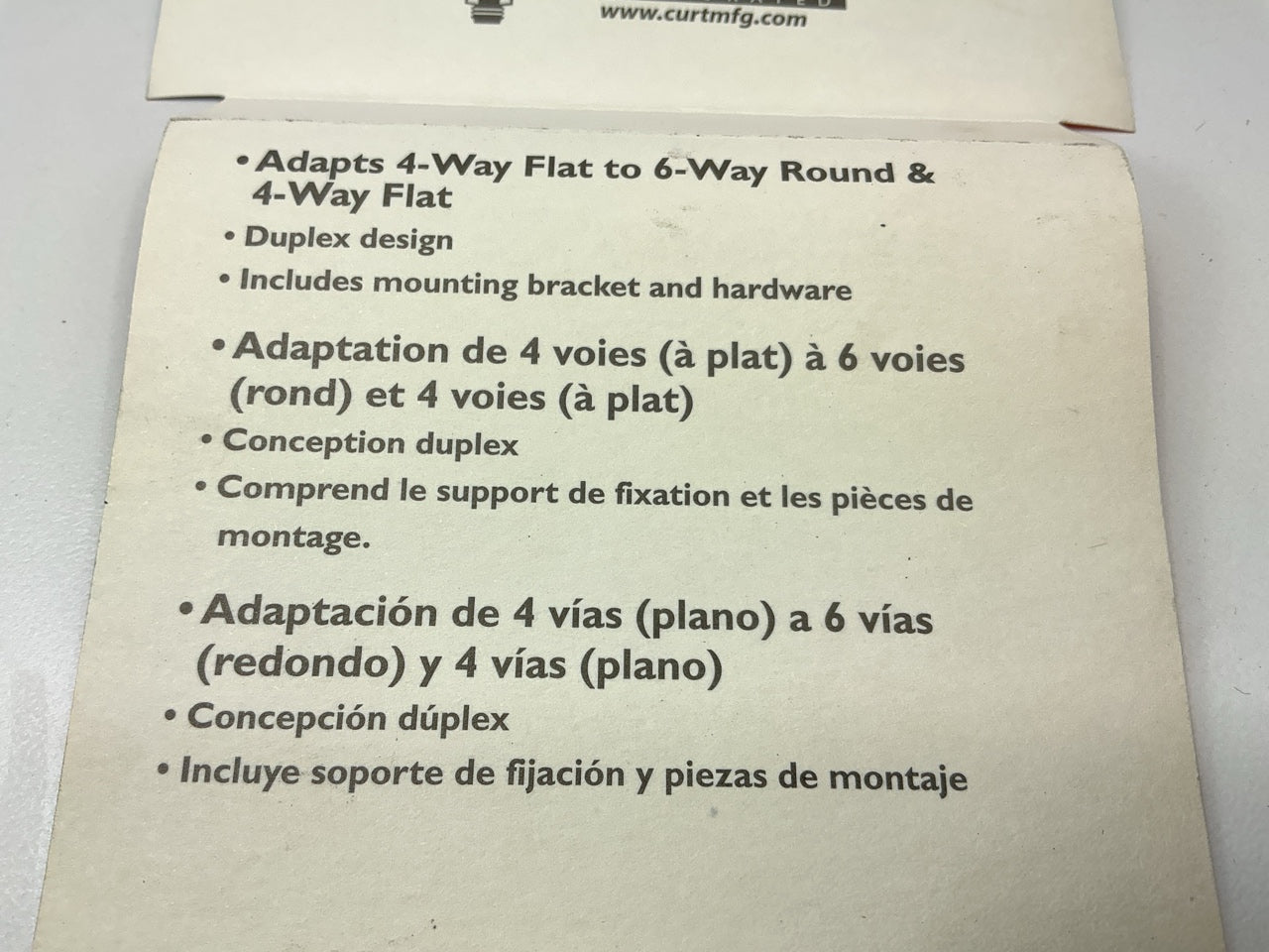 CURT 57604 Dual-Output Trailer Connector Adapter (Add 6-Way Round To 4-Way Flat)
