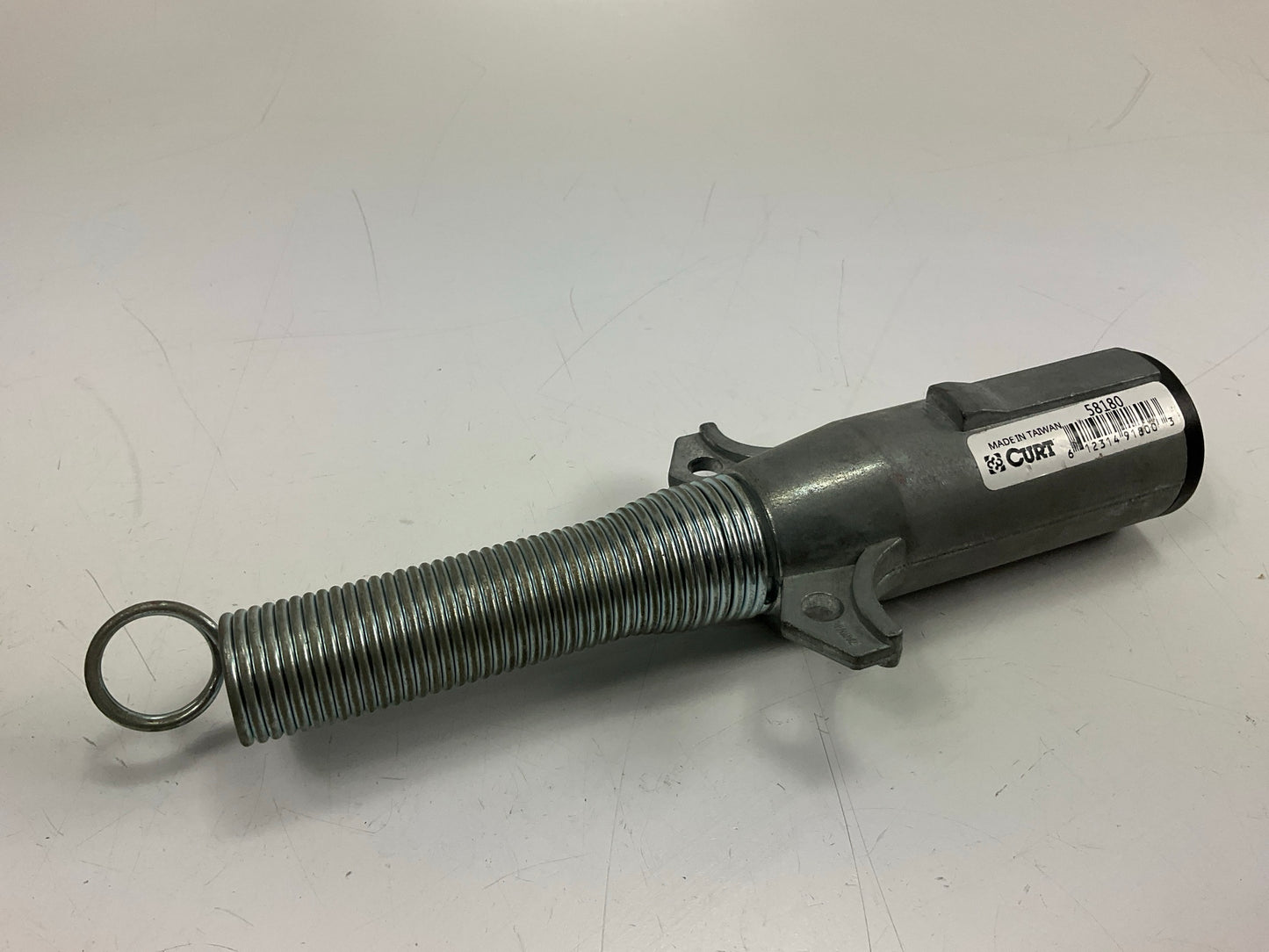 Curt 58180 7-Way Round Connector Plug With Spring (Trailer Side)