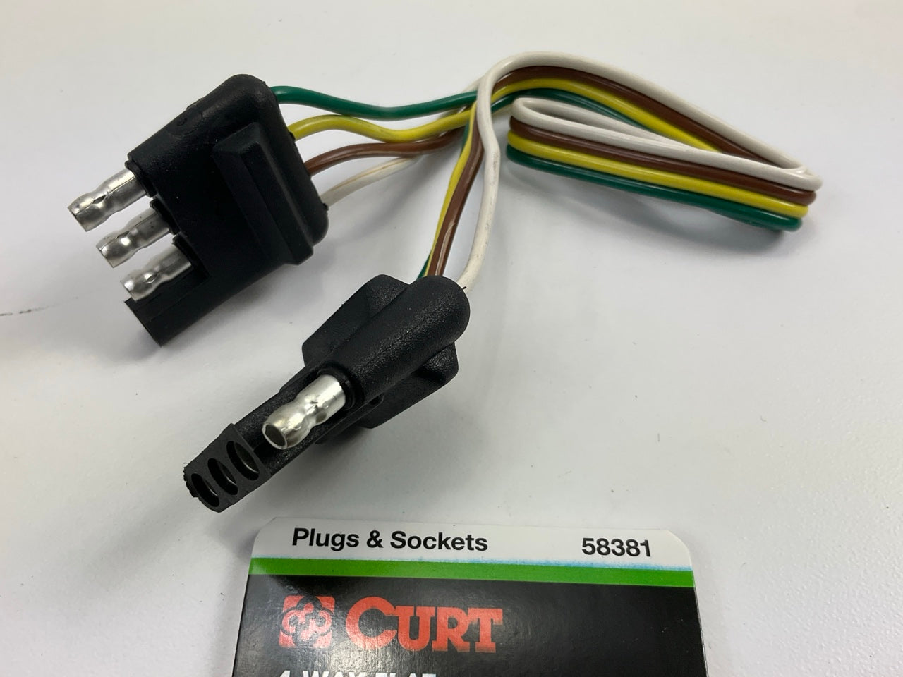 CURT 58381 Vehicle-Side And Trailer-Side 4-Pin Flat Wiring Harness 12'' Connector