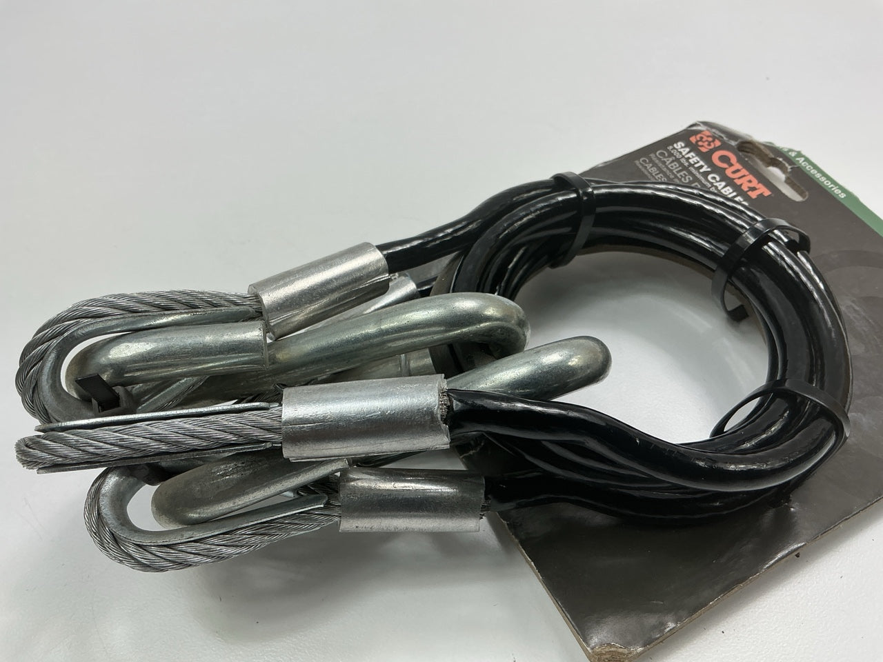 CURT 80151 Trailer Safety Cables 44-1/2'' Vinyl Coated 5000 Lb Break 2 Pack