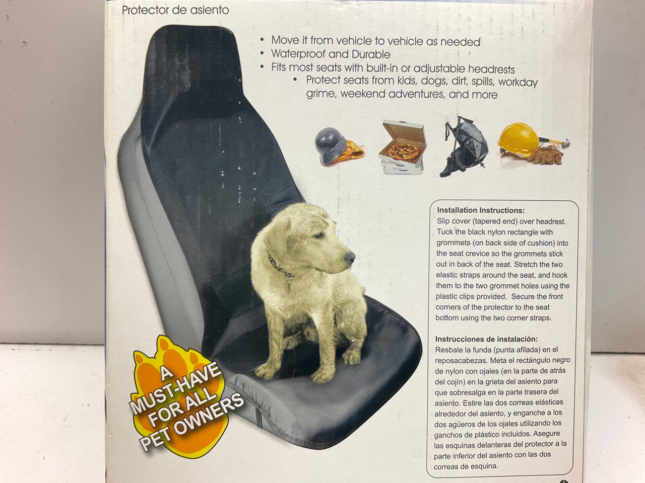 Custom 13900D Black Waterproof Front Seat Protector Seat Cover Pet Dog Mat