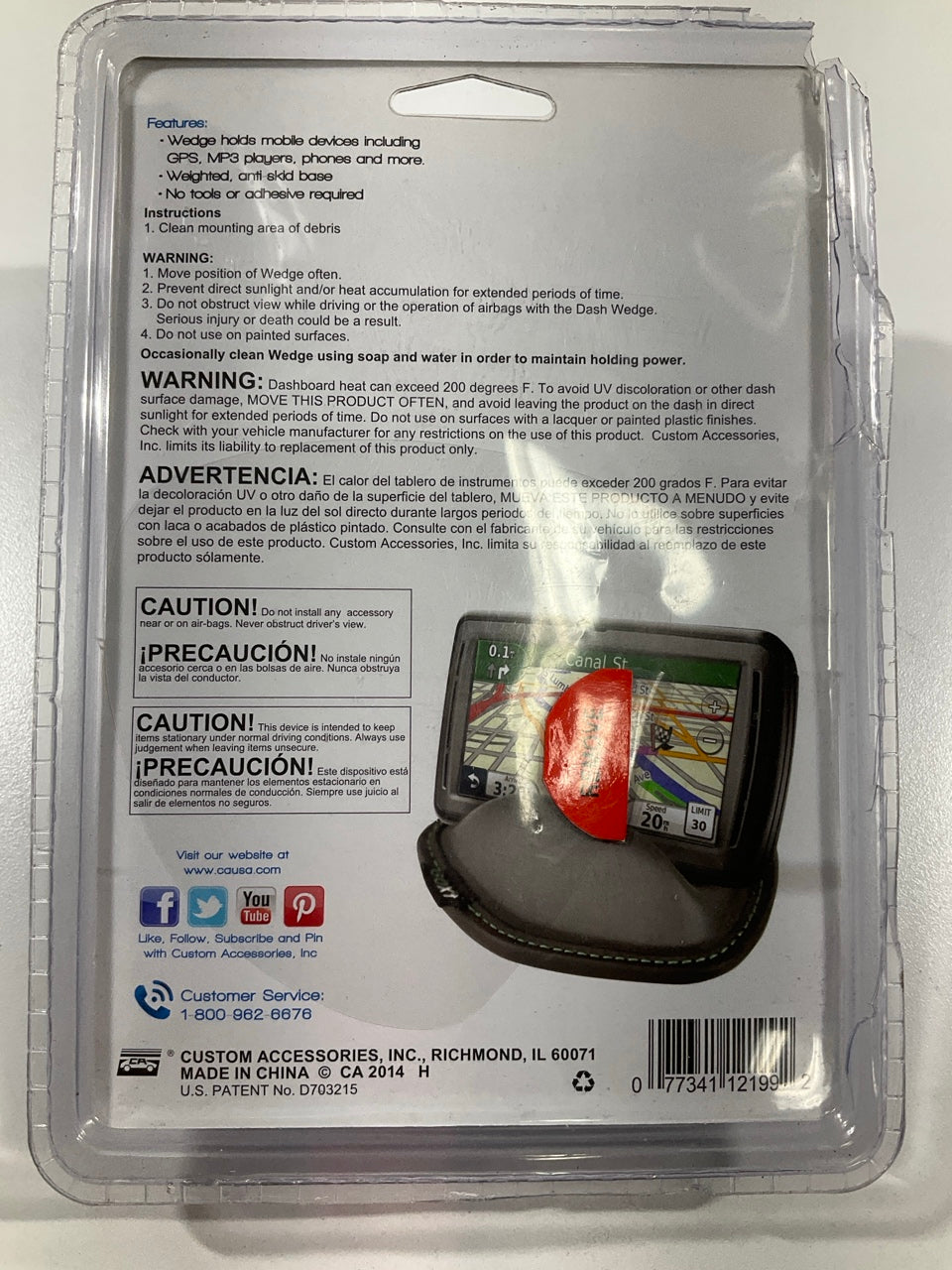 Custom Accessories 23053 Universal Non-Slip Car Interior Dash Cell Phone Wedge