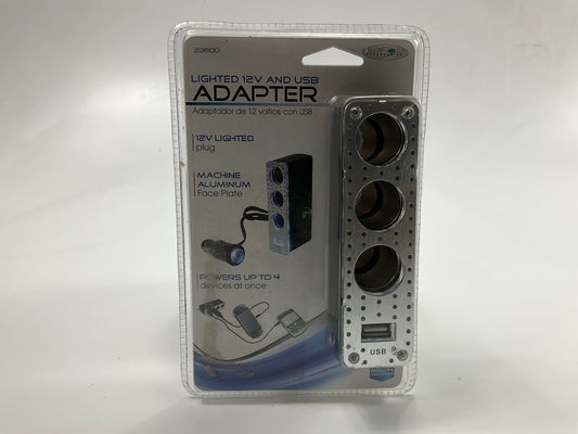 Custom Accessories 23600 12V Lighted Aluminum Triple Socket With USB