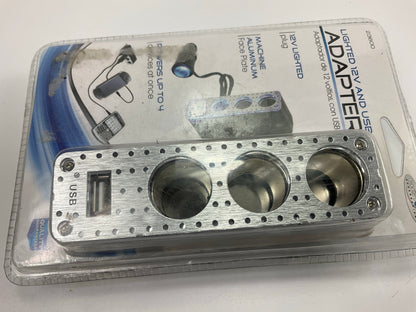 Custom Accessories 23600 12V Lighted Aluminum Triple Socket With USB