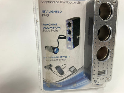 Custom Accessories 23600 12V Lighted Aluminum Triple Socket With USB