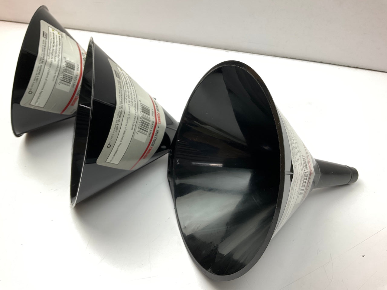 (3) Custom 31115 6'' 1-Pint Black Poly All Purpose Mechanic Funnel