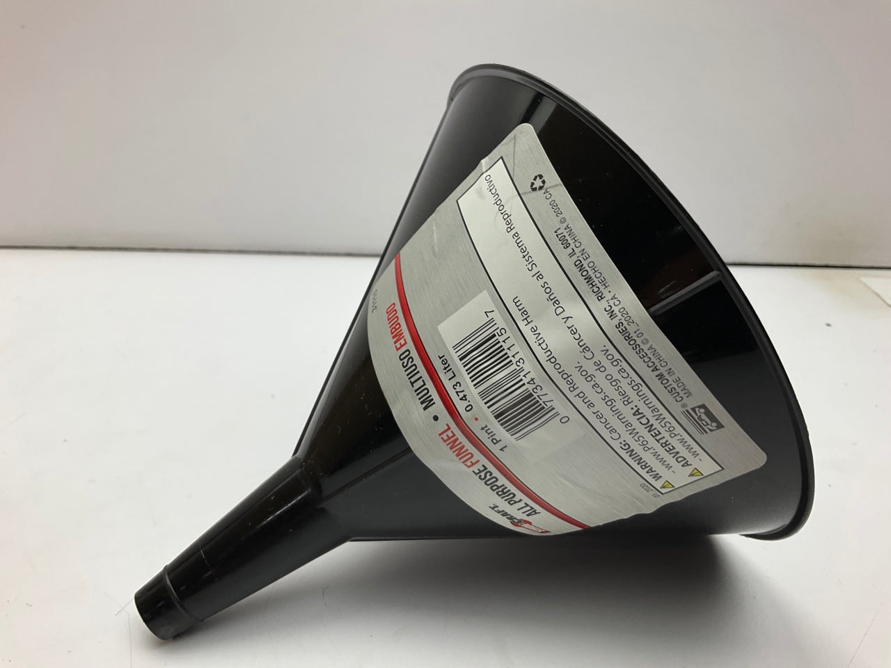 (3) Custom 31115 6'' 1-Pint Black Poly All Purpose Mechanic Funnel