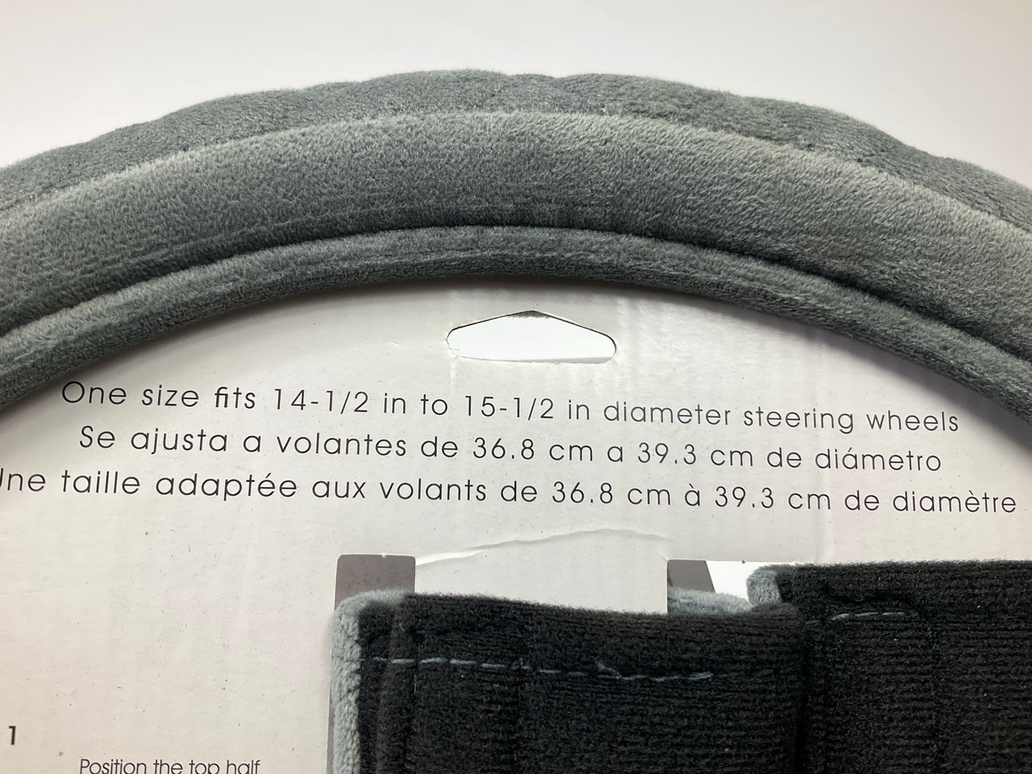 CA 33119P GRAY Steering Wheel Cover 14.5-15.5'' + 2 Seat Belt Pads