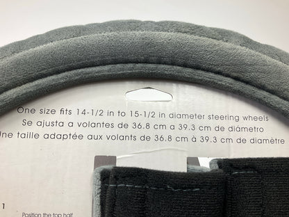 CA 33119P GRAY Steering Wheel Cover 14.5-15.5'' + 2 Seat Belt Pads