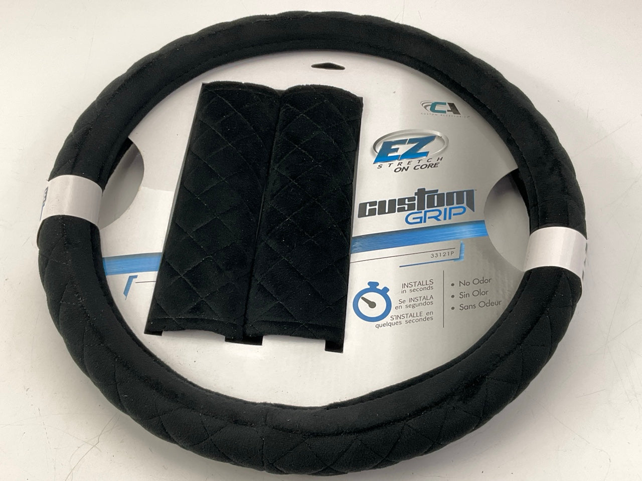 Custom Accessories 33121P Plush Black Steering Wheel Cover For 14-1/2'' - 15-1/2''