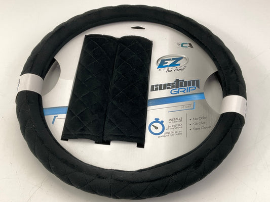 Custom Accessories 33121P Plush Black Steering Wheel Cover For 14-1/2'' - 15-1/2''