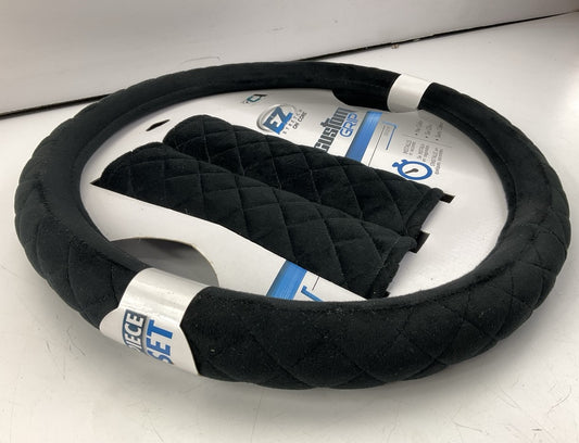 Custom Accessories 33121P Plush Black Steering Wheel Cover For 14-1/2'' - 15-1/2''