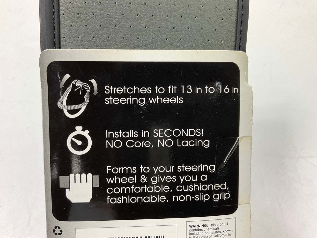 Custom Accessories 37501 Gray Stretch Fit Steering Wheel Cover, 13'' To 16'' Dia.