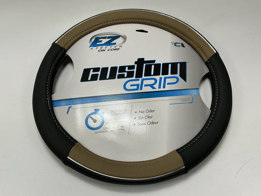Custom 38859P Black/Tan Steering Wheel Cover - 14.5''-15.5'' Diameter Wheels