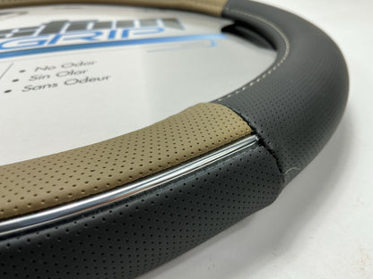 Custom 38859P Black/Tan Steering Wheel Cover - 14.5''-15.5'' Diameter Wheels