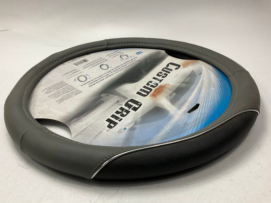 CA 38921 Steering Wheel Cover Sport Grip Black & Gray W/ Chrome 14.5''-15.5'' Dia.