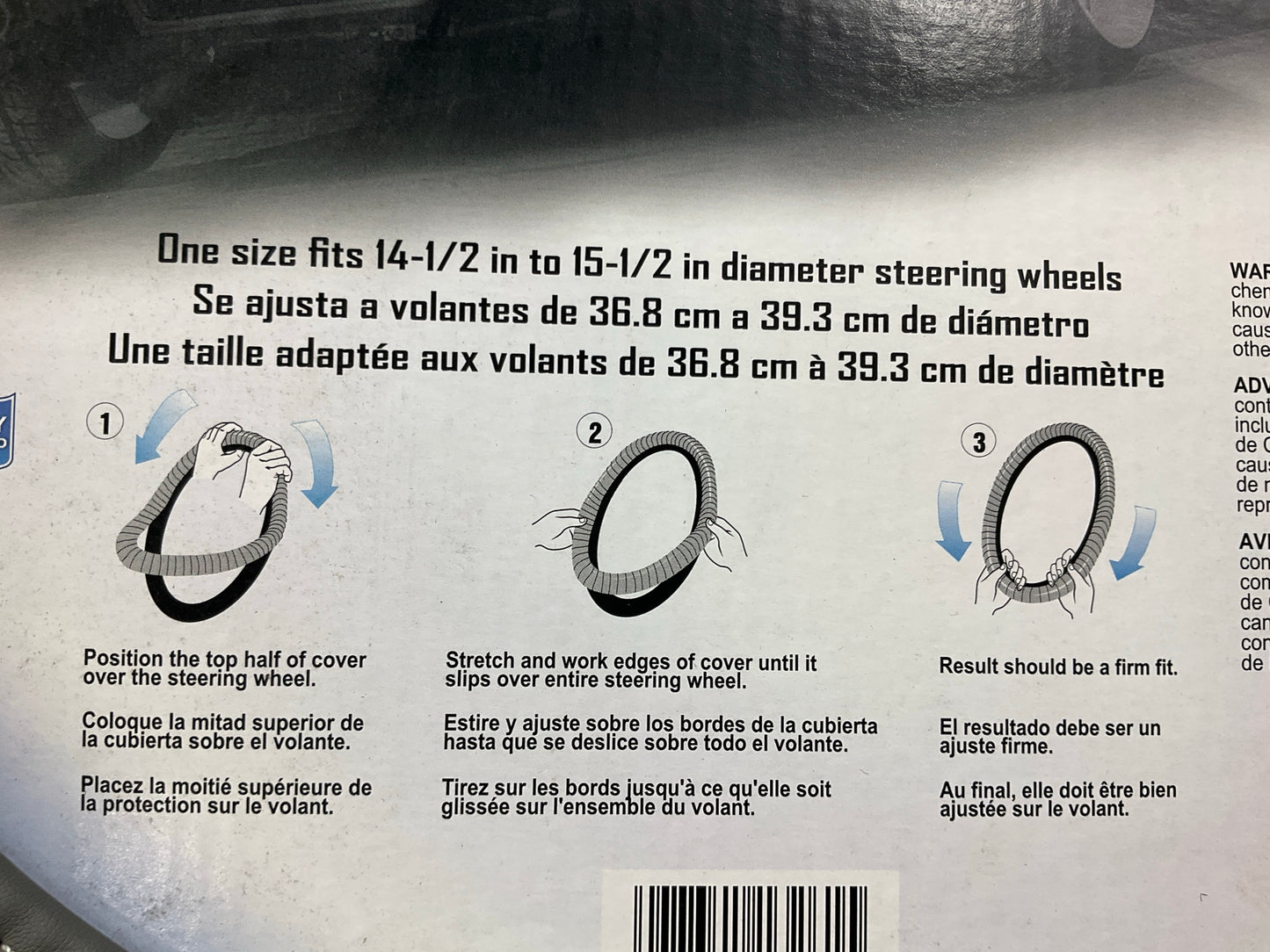 CA 38921 Steering Wheel Cover Sport Grip Black & Gray W/ Chrome Accent 14.5-15.5