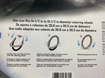 CA 38921 Steering Wheel Cover Sport Grip Black & Gray W/ Chrome 14.5''-15.5'' Dia.