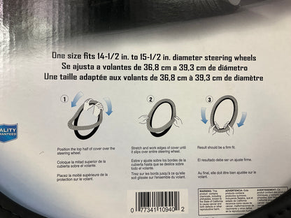Custom Accessories 39755 Steering Wheel Cover For 14-1/2'' To 15-1/2'' Diam Wheels