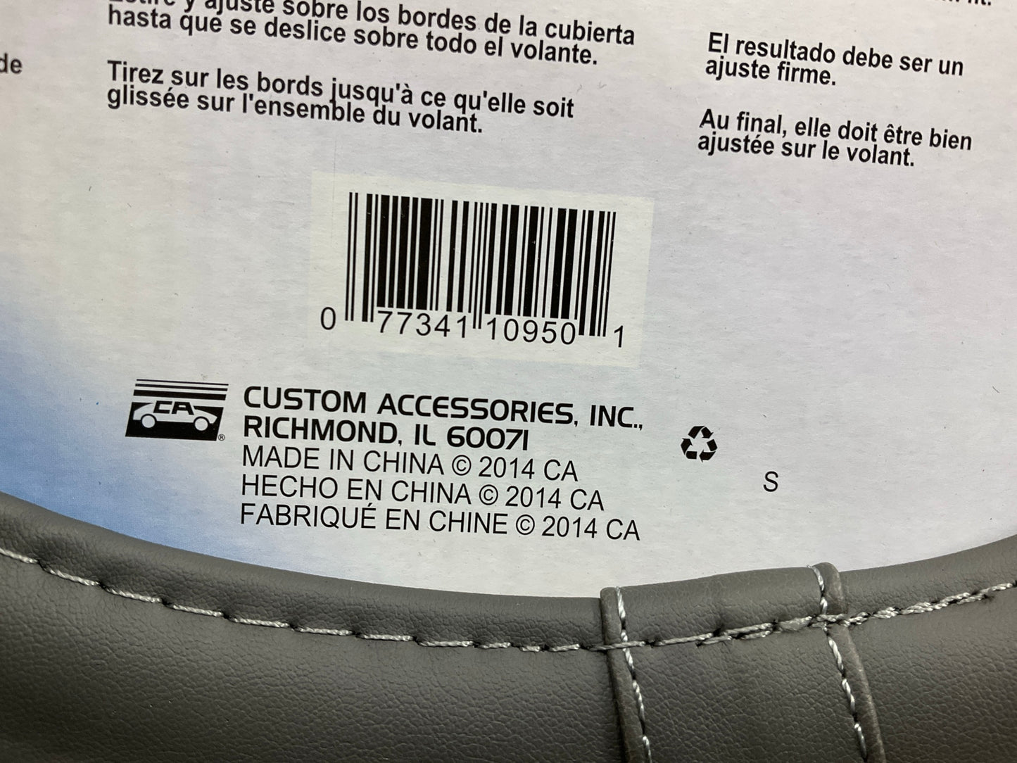 Custom Accessories 39764 Steering Wheel Cover 14-1/2'' To 15-1/2'' OD - GRAY