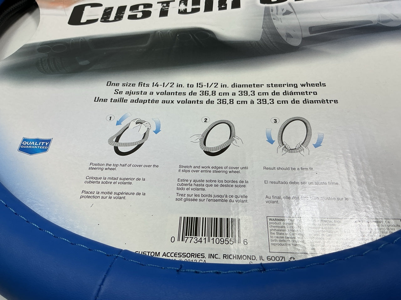 CA 39771 Blue Steering Wheel Cover - 14-1/2'' To 15-1/2'' Diameter Steering Wheels