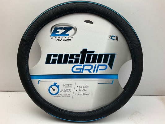 Custom Accessories 39780P - Steering Wheel Cover, Black, Blue 14-1/2''To 15-1/2''