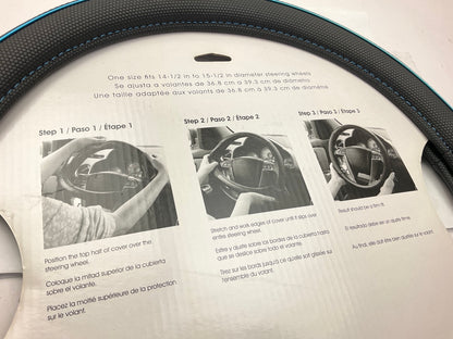 Custom Accessories 39780P - Steering Wheel Cover, Black, Blue 14-1/2''To 15-1/2''