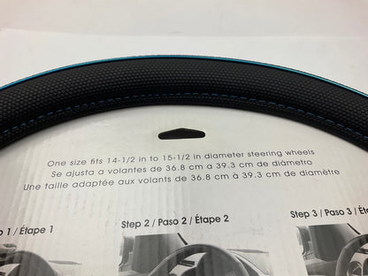 Custom Accessories 39780P - Steering Wheel Cover, Black, Blue 14-1/2''To 15-1/2''