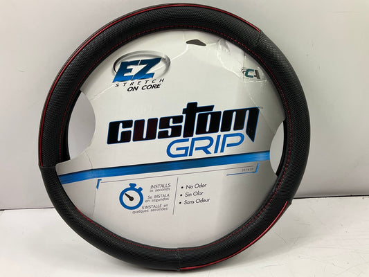 Custom 39781P Steering Wheel Cover  Synthetic Leather, W/ Red Stripe 14.5''-15.5''