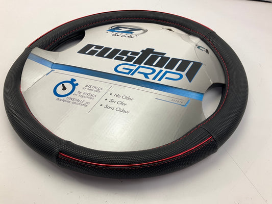 Custom 39781P Steering Wheel Cover  Synthetic Leather, W/ Red Stripe 14.5''-15.5''