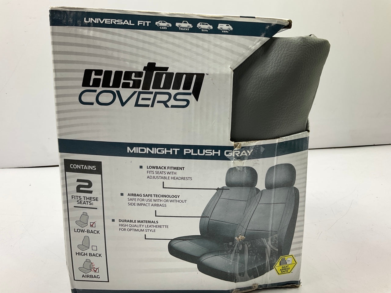 Custom Accessories 40347 - Universal Seat Covers 2PC, Leatherette, Gray
